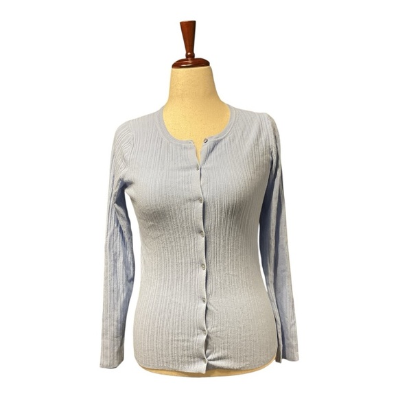 NWT Future Collective Women’s Ripped Cardigan -Sky Blue (L) - Picture 5 of 5